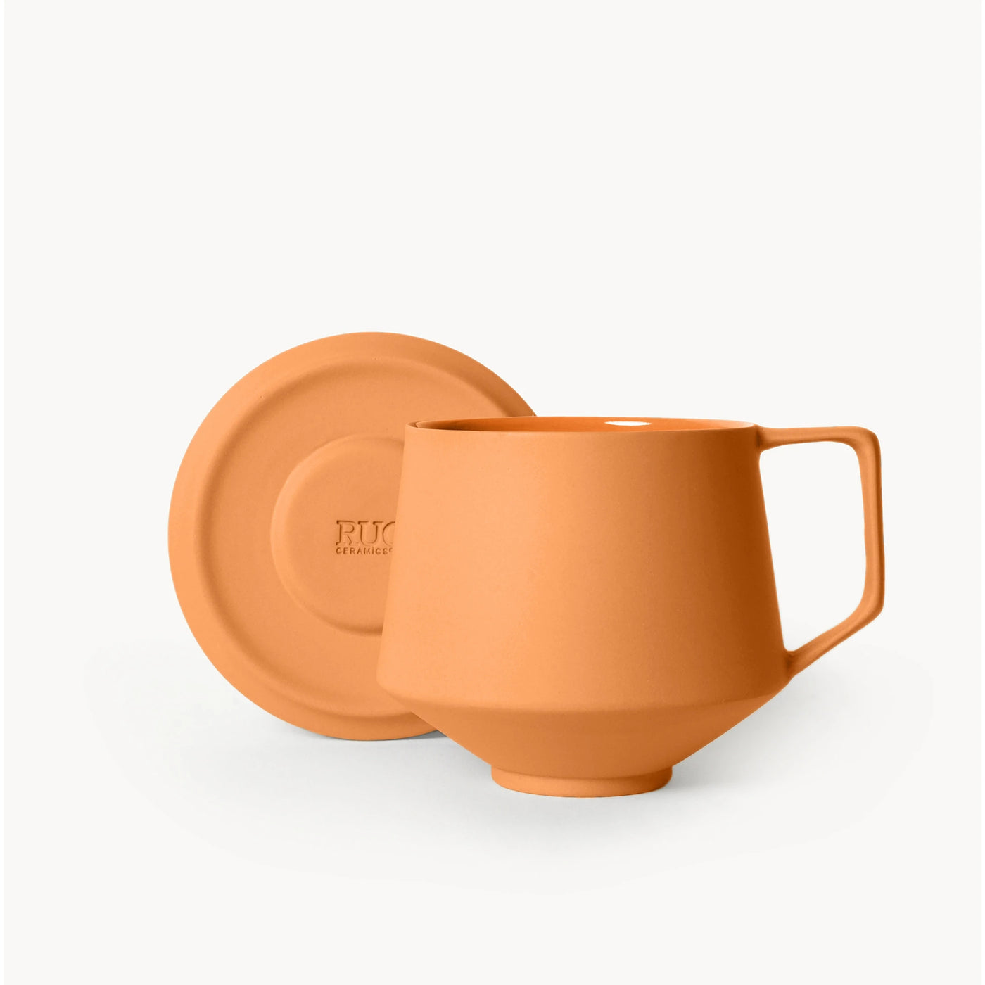 Lumière Orange Kupa Tabaklı – Limoges Fransız Porseleni, 300 ml