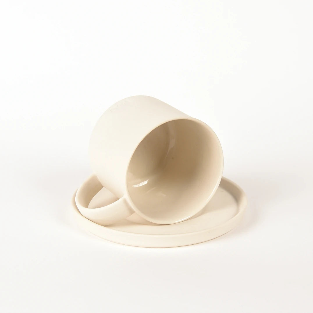 Pebble Beyaz Türk Kahvesi Fincanı ve Tabağı – 70 ml Limoges Porselen – 1 Adet