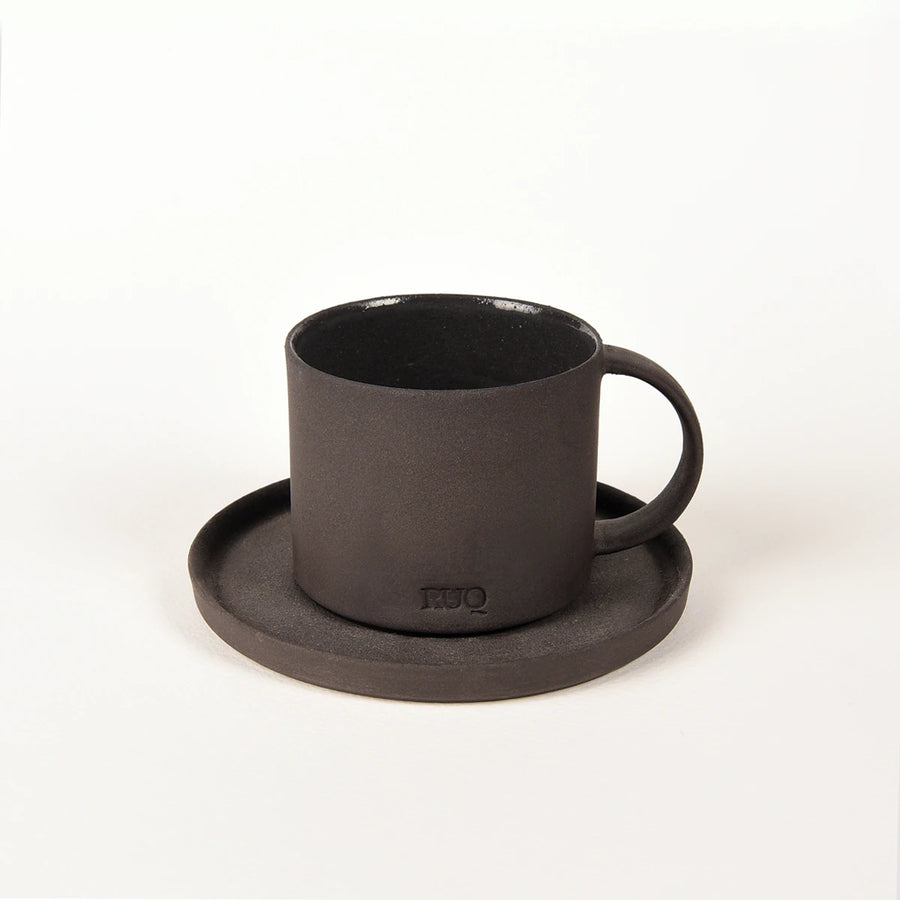 Pebble Siyah Duble Türk Kahvesi Fincanı ve Tabağı – 130 ml Stoneware – 1 Adet