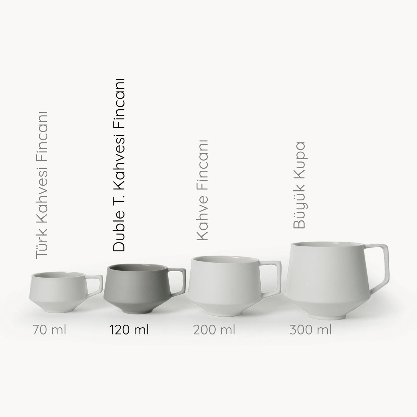 Lumière Grey Duble Türk Kahvesi Fincanı – Limoges Fransız Porseleni, 120 ml - 8
