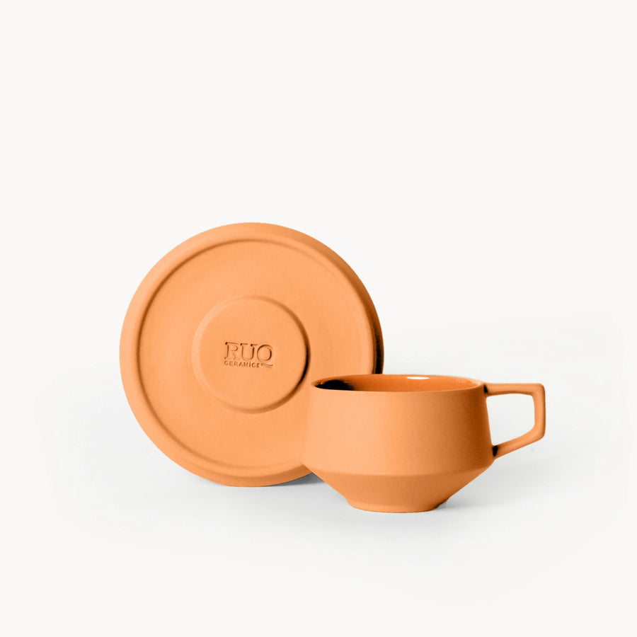 Lumière Orange Türk Kahvesi Fincanı – Limoges Fransız Porseleni, 70 ml