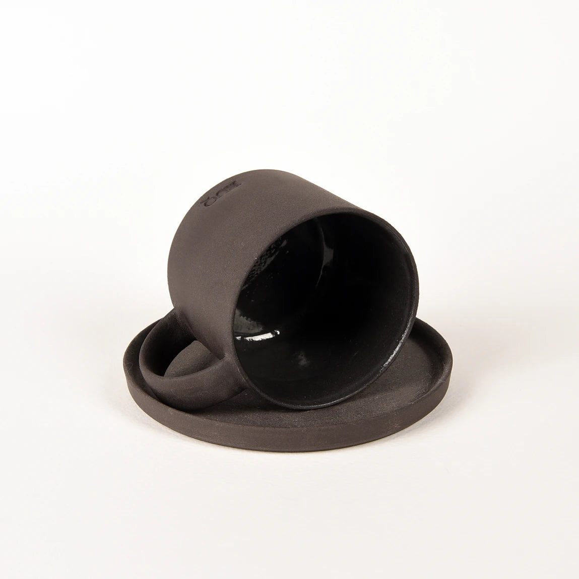 Pebble Siyah Duble Türk Kahvesi Fincanı ve Tabağı – 130 ml Stoneware – 1 Adet - 2