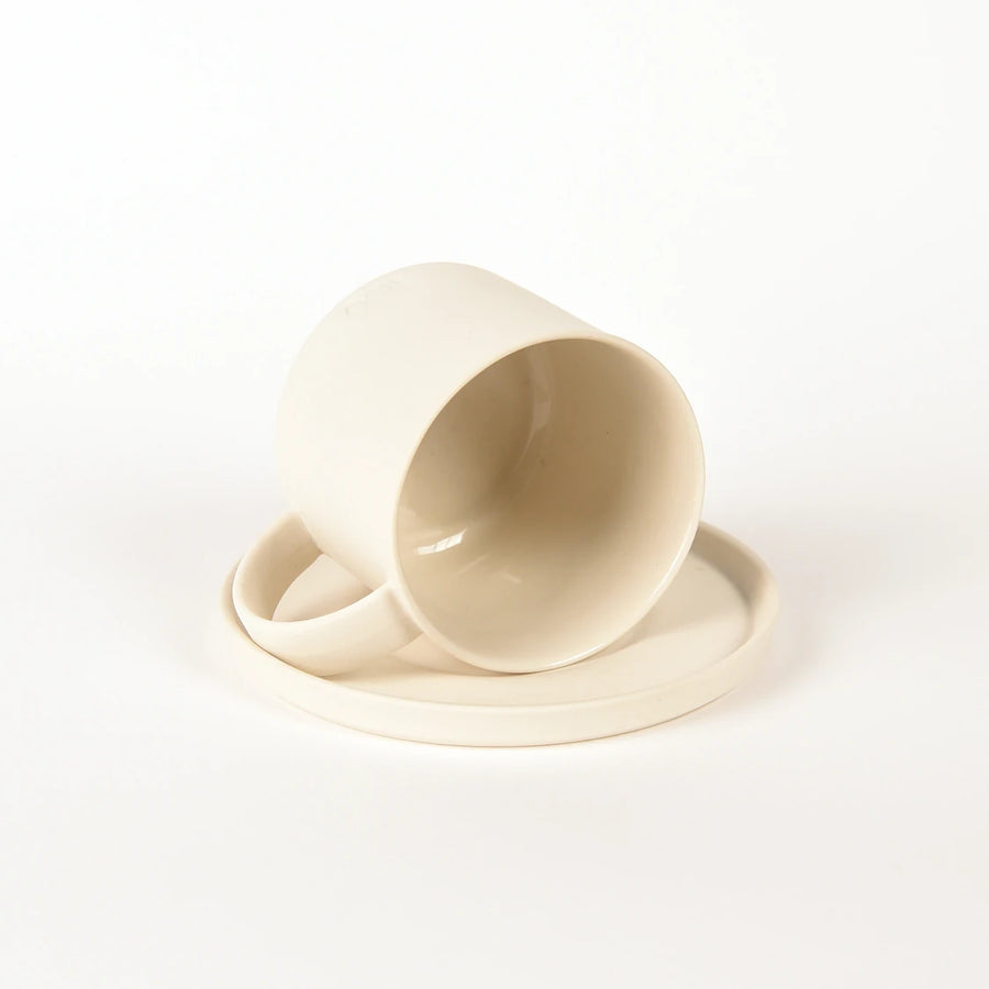 Pebble Beyaz Duble Türk Kahvesi Fincanı ve Tabağı – 130 ml Limoges Porselen – 1 Adet - 2