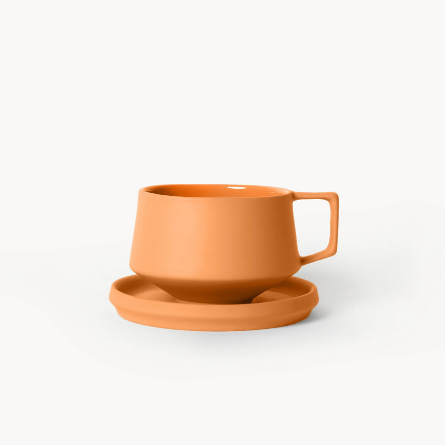 Lumière Orange Duble Türk Kahvesi Fincanı – Limoges Fransız Porseleni, 120 ml - 2