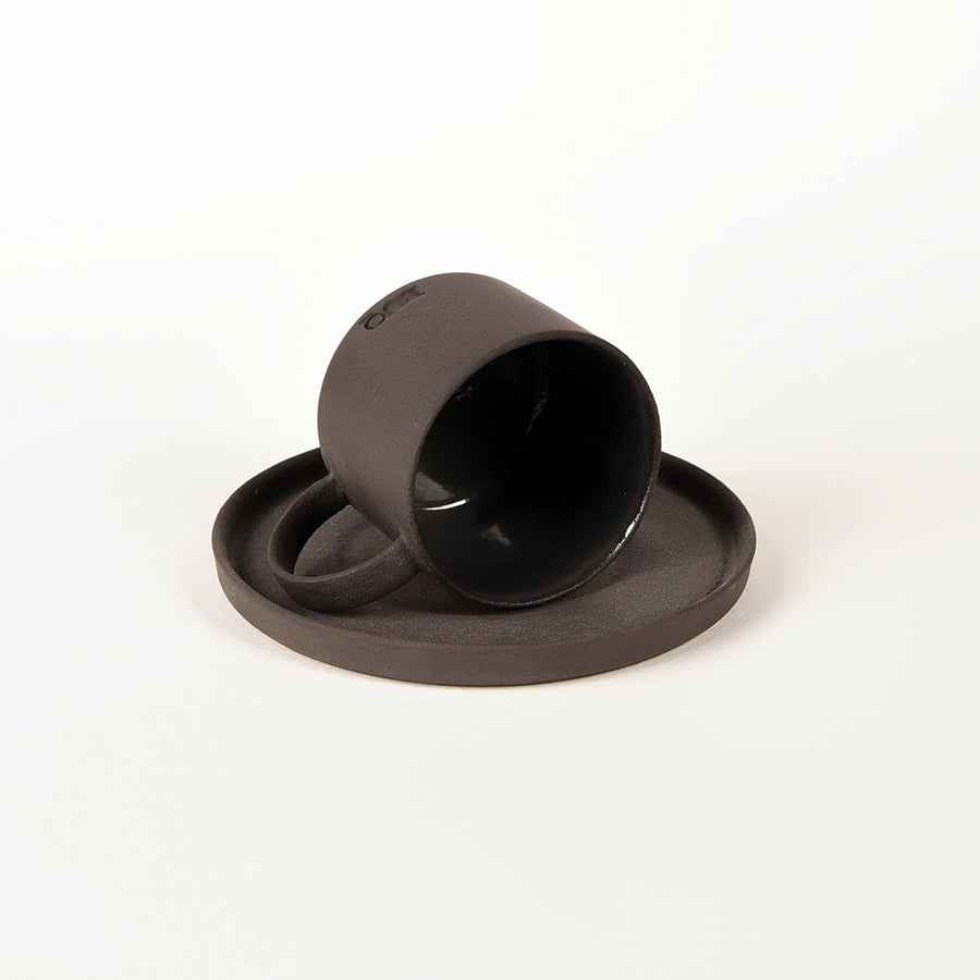 Pebble Siyah Türk Kahvesi Fincanı ve Tabağı – 70 ml Stoneware – 1 Adet - 2