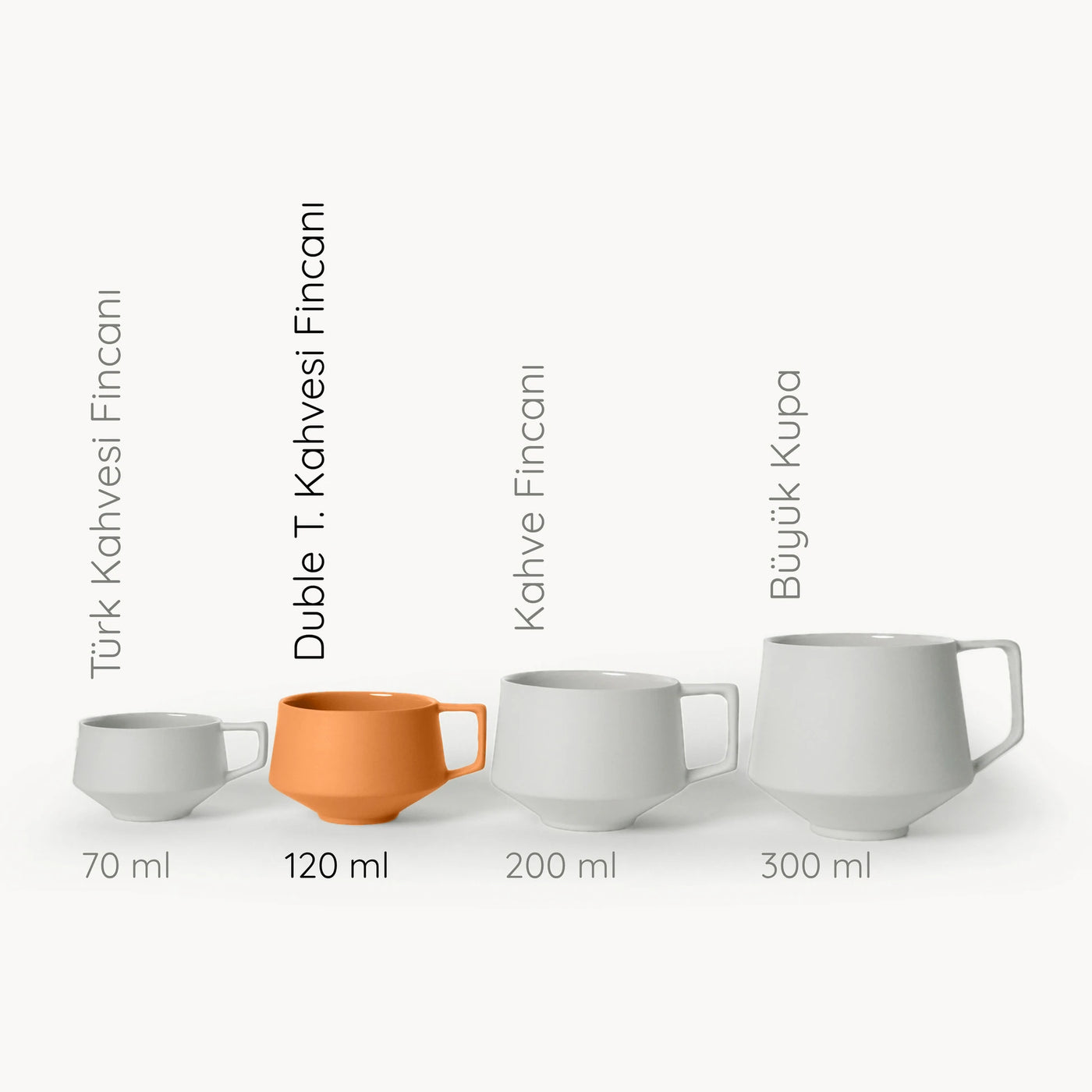 Lumière Orange Duble Türk Kahvesi Fincanı – Limoges Fransız Porseleni, 120 ml - 6