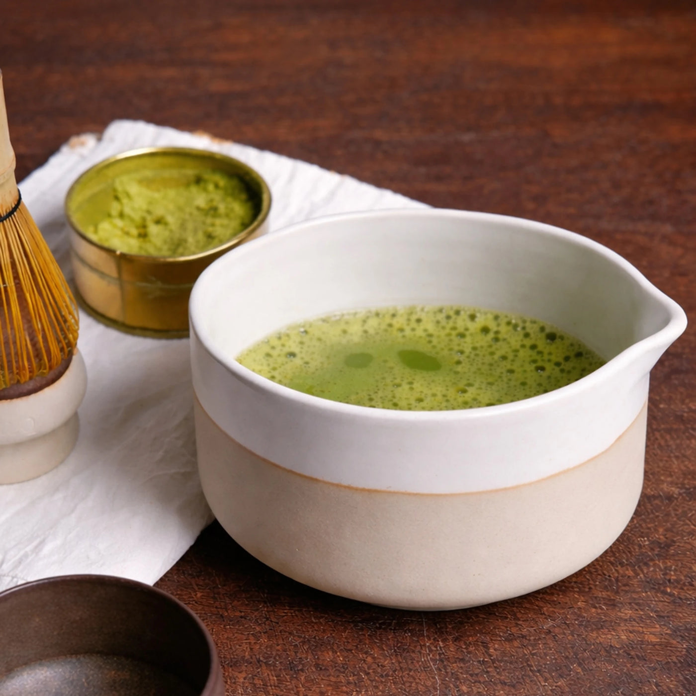 Beyaz Matcha Kasesi & Whisk Set (600 ml) - 7