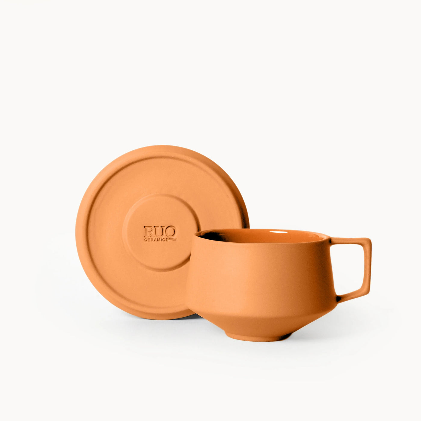 Lumière Orange Duble Türk Kahvesi Fincanı – Limoges Fransız Porseleni, 120 ml