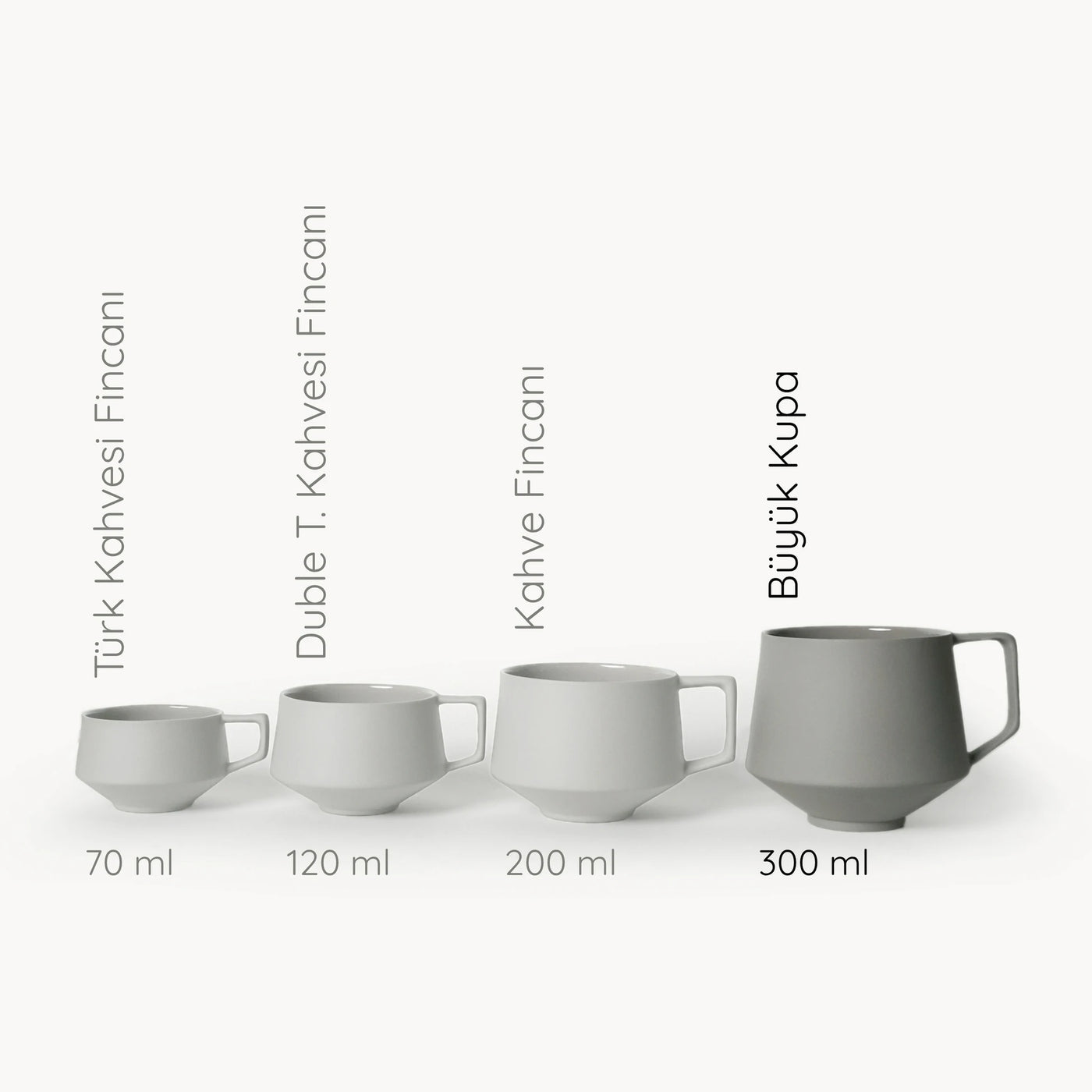 Lumière Grey Kupa Tabaksız – Limoges Fransız Porseleni, 300 ml - 6