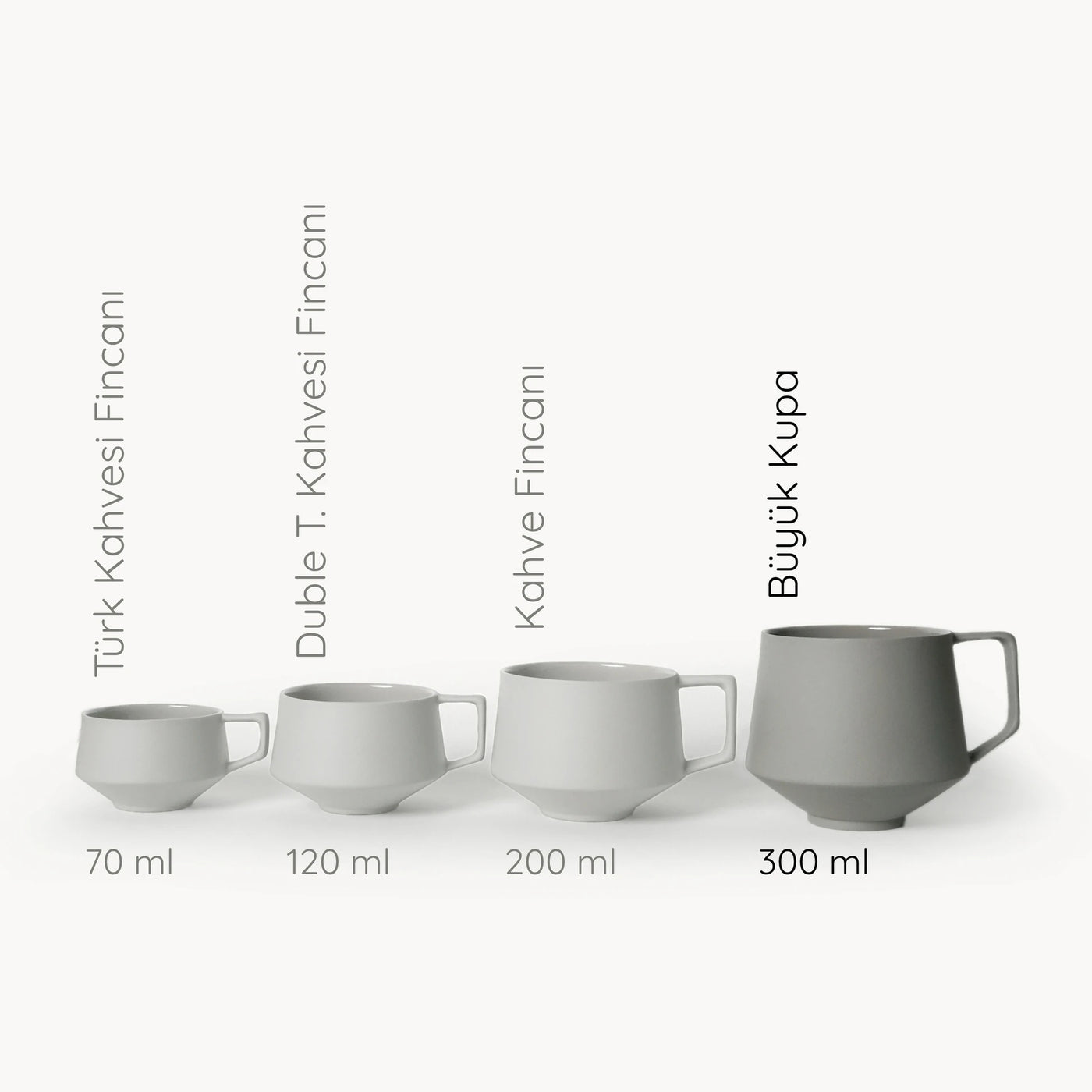 Lumière Grey Kupa – Limoges Fransız Porseleni, 300 ml - 8