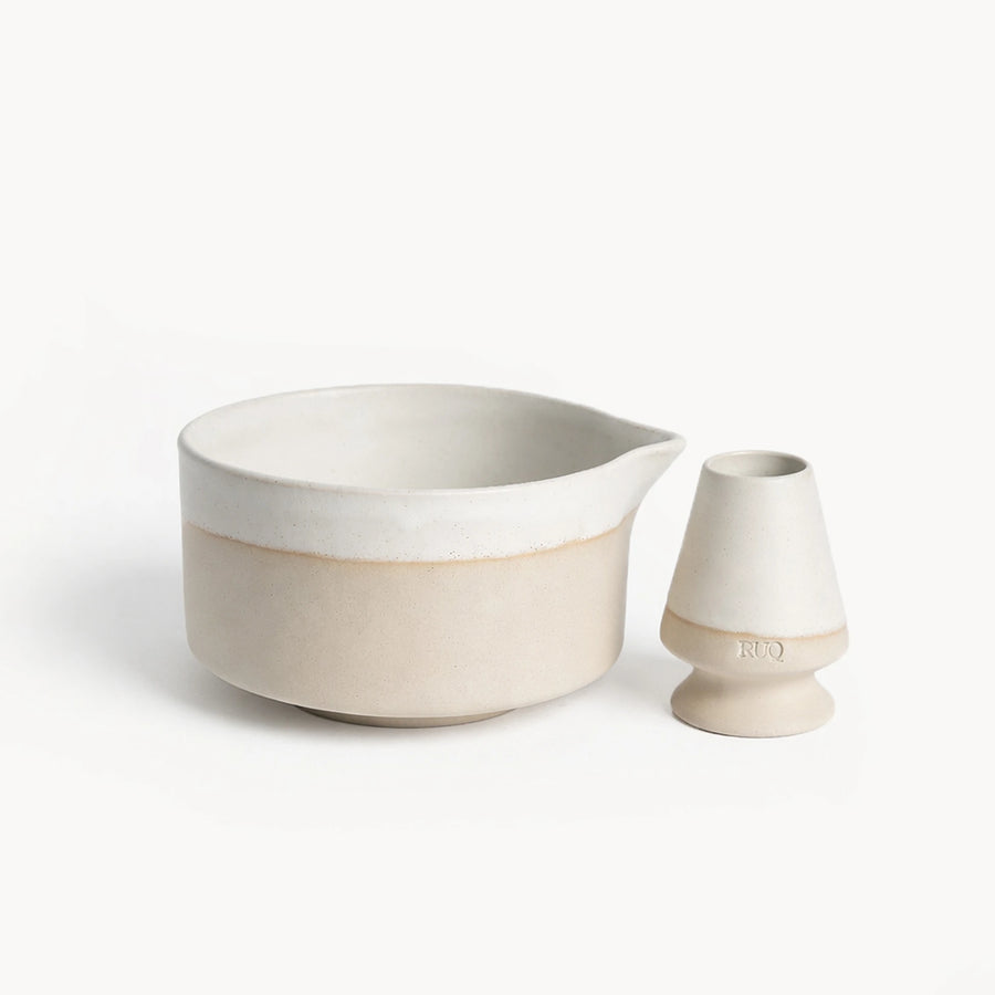 Beyaz Matcha Kasesi & Whisk Set (600 ml)